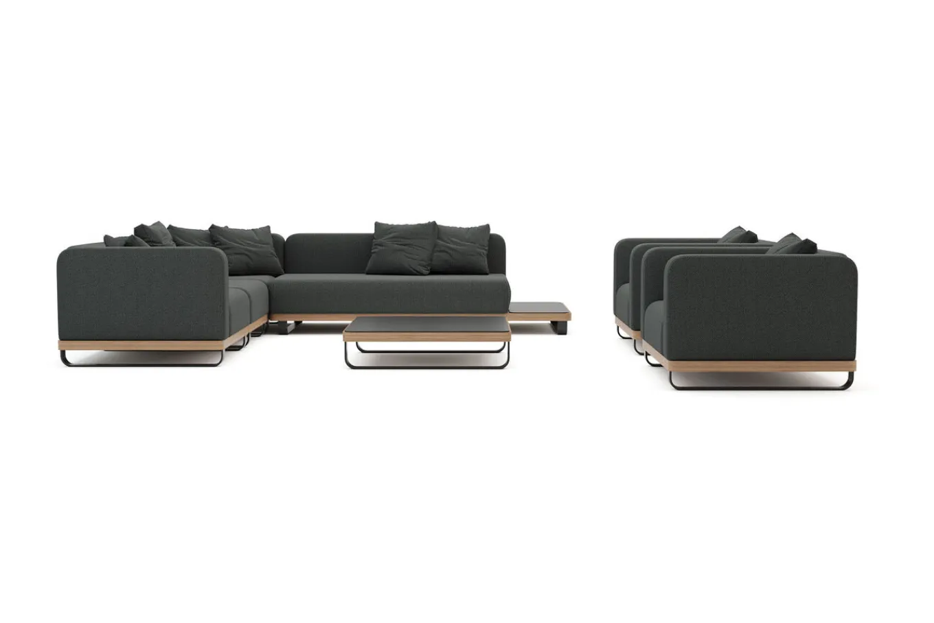 Best Solera XL Gartenlounge, anthrazit, Alu/Polyester/Glas, 90 x 90 cm Tisch, inkl. Polster Gartenlounge