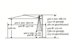 Best Exklusivmodell Rhodos Grande Ampelschirm, silbergrau, 400 x 300 cm, rechteckig Sonnenschirme