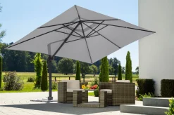 Best Exklusivmodell Rhodos Grande Ampelschirm, silbergrau, 400 x 300 cm, rechteckig Sonnenschirme