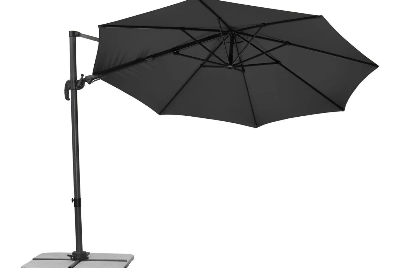 Rhodos Eco Twist Ampelschirm, anthrazit, rund, Ø 300 cm Sonnenschirme
