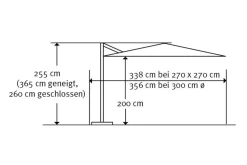 Rhodos Eco Twist Ampelschirm, anthrazit, rund, Ø 300 cm Sonnenschirme