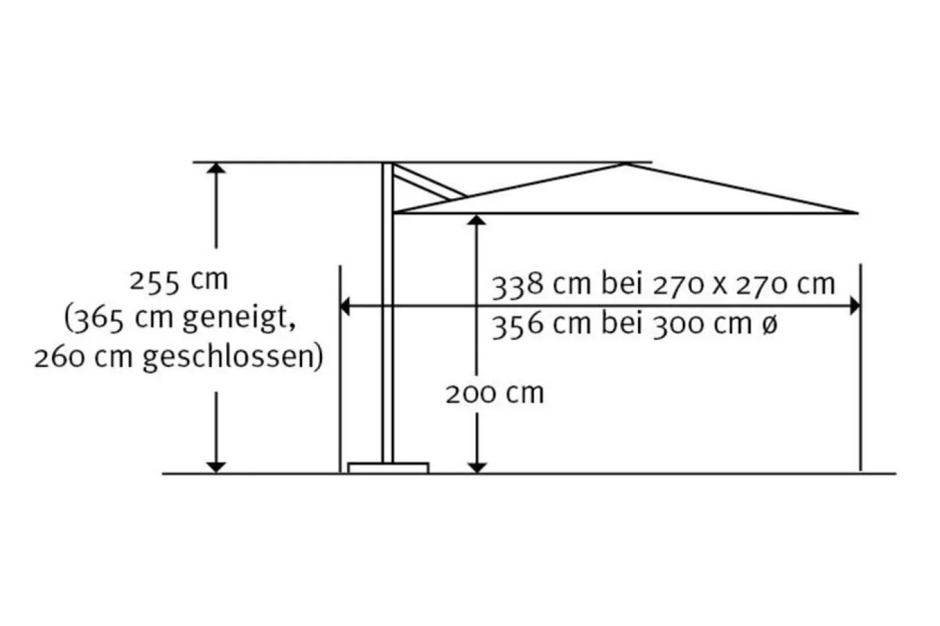 Rhodos Eco Twist Ampelschirm, anthrazit, rund, Ø 300 cm Sonnenschirme