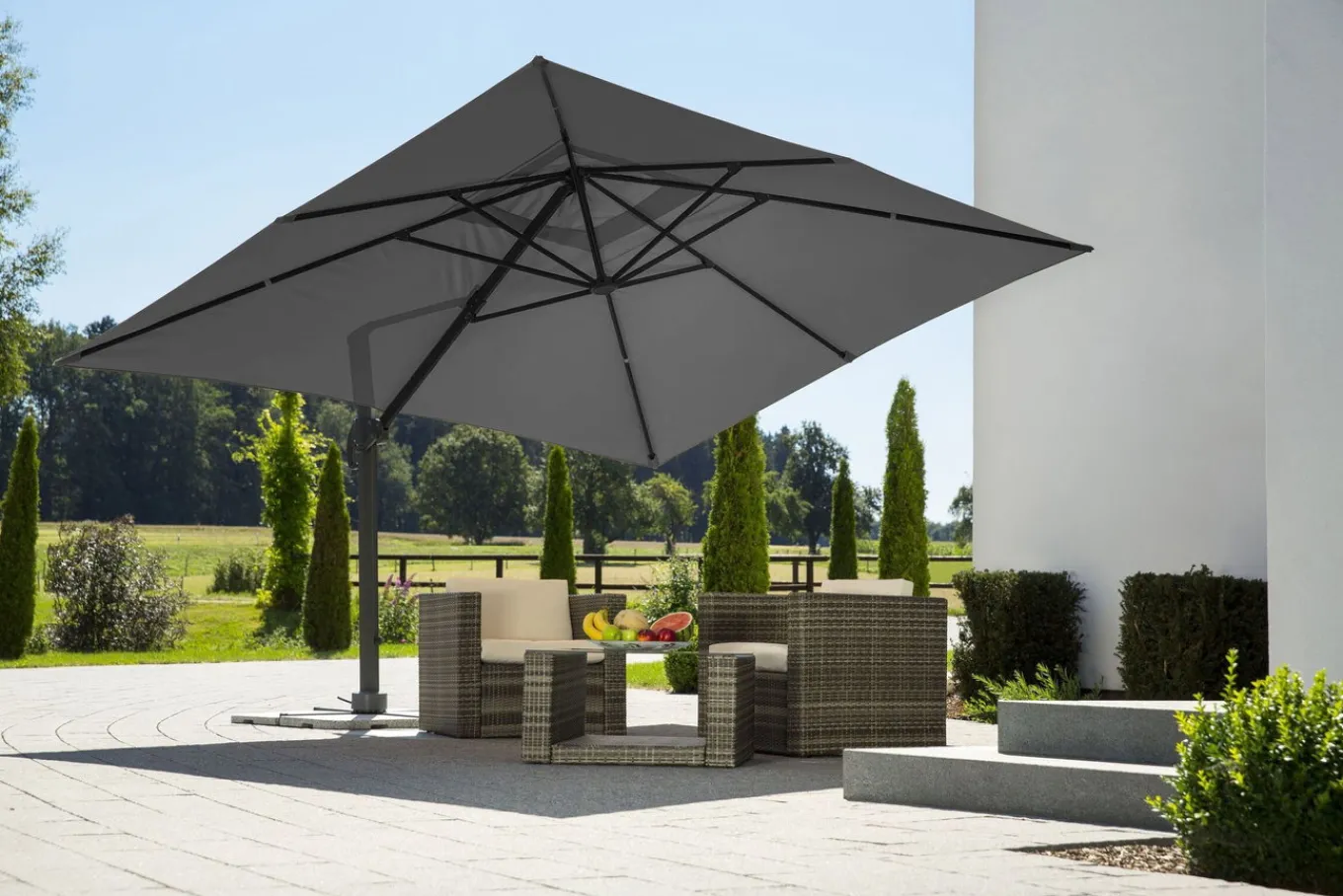 Rhodos Grande Ampelschirm, anthrazit, rechteckig, 400 x 300 cm Sonnenschirme