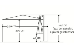 Outlet Rhodos Junior Ampelschirm, natur, quadratisch, 270 x 270 cm Sonnenschirme