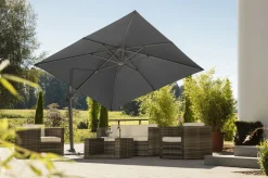Clearance Rhodos Twist Ampelschirm, anthrazit, quadratisch, 300 x 300 cm Sonnenschirme