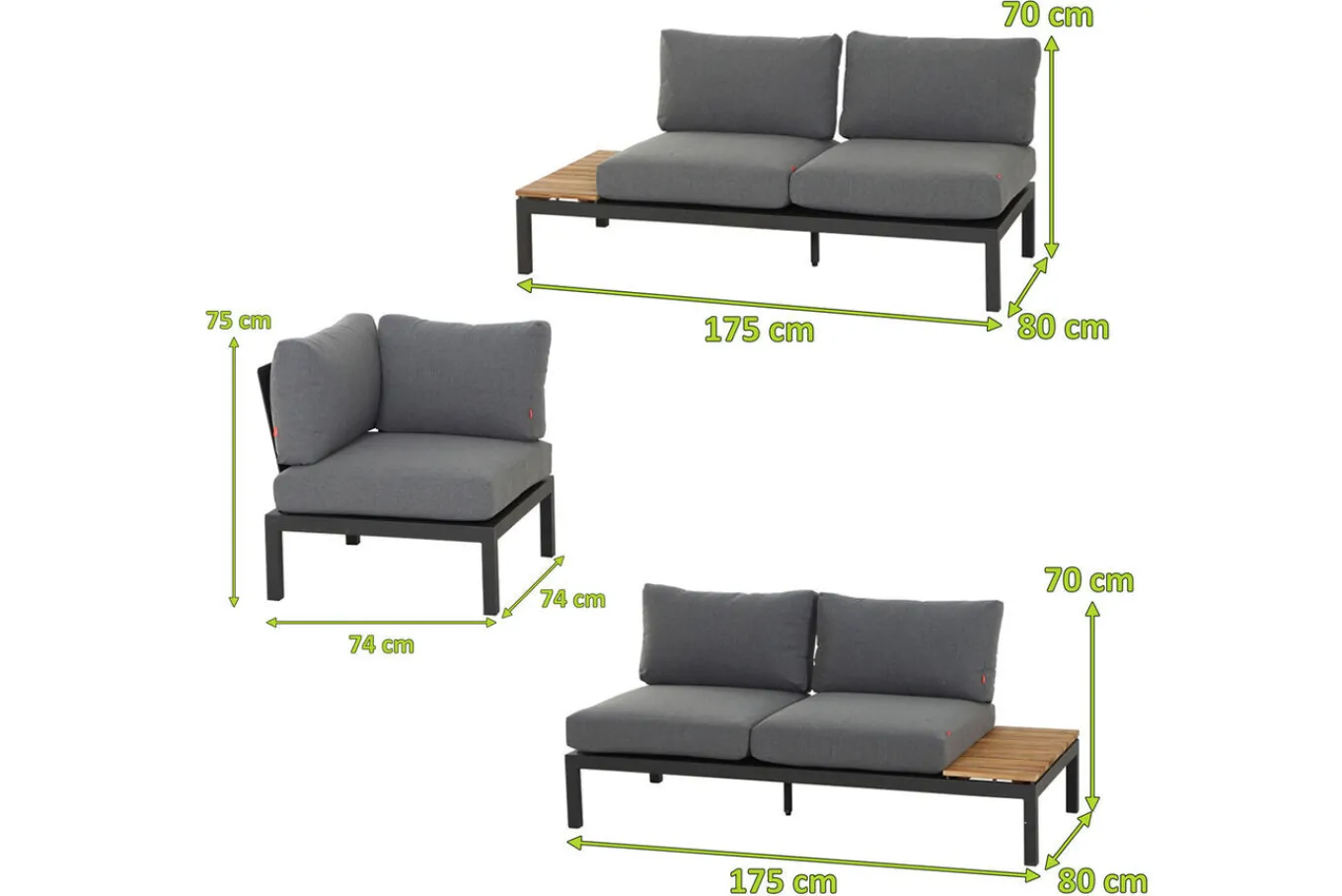 New Alvida Gartenlounge, matt anthrazit/grau, Alu/Ranotex®-Gewebe/Teak, 4 Personen, inkl. Polster Gartenlounge|Aluminium-Gartenmöbel