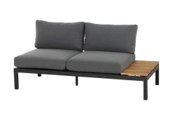 Online Alvida Gartenlounge, matt anthrazit/grau, Alu/Ranotex®-Gewebe/Teak, Tisch 74x74 cm, 5 Personen, inkl. Polster Aluminium-Gartenmöbel
