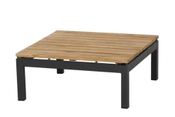 Online Alvida Gartenlounge, matt anthrazit/grau, Alu/Ranotex®-Gewebe/Teak, Tisch 74x74 cm, 5 Personen, inkl. Polster Aluminium-Gartenmöbel