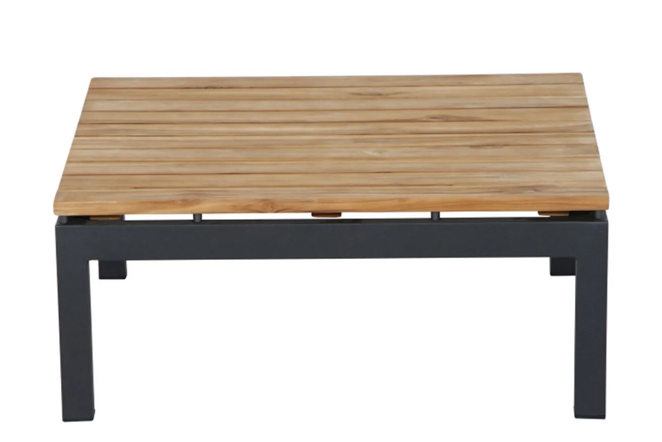 New Alvida Lounge Set, matt anthrazit/grau, Alu/Ranotex®-Gewebe/Teak, Tisch 74x74cm, inkl. Polster Gartenlounge|Aluminium-Gartenmöbel