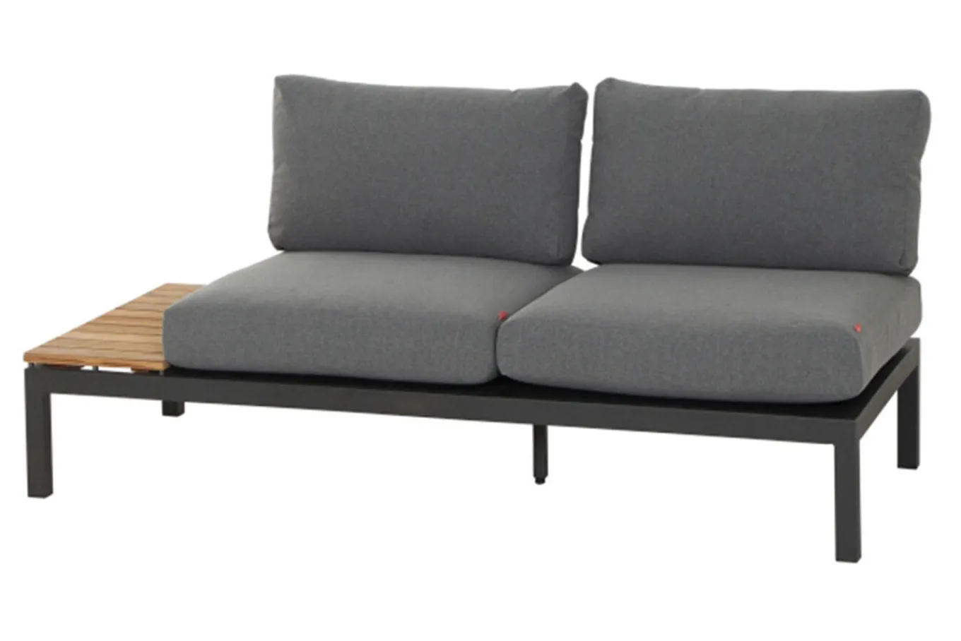 New Alvida Lounge Set, matt anthrazit/grau, Alu/Ranotex®-Gewebe/Teak, Tisch 74x74cm, inkl. Polster Gartenlounge|Aluminium-Gartenmöbel