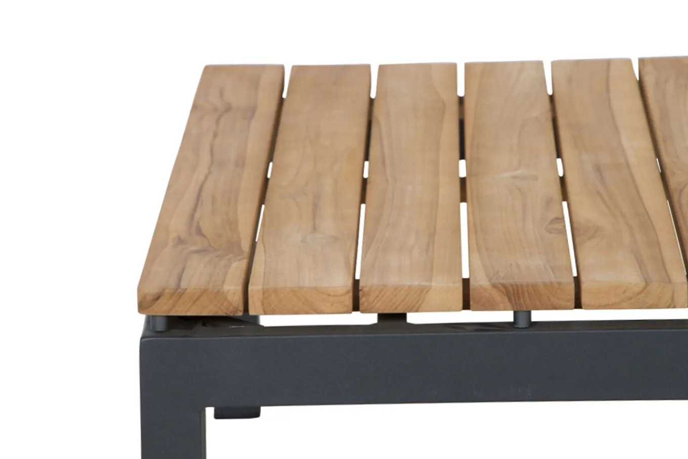 New Alvida Lounge Set, matt anthrazit/grau, Alu/Ranotex®-Gewebe/Teak, Tisch 74x74cm, inkl. Polster Gartenlounge|Aluminium-Gartenmöbel