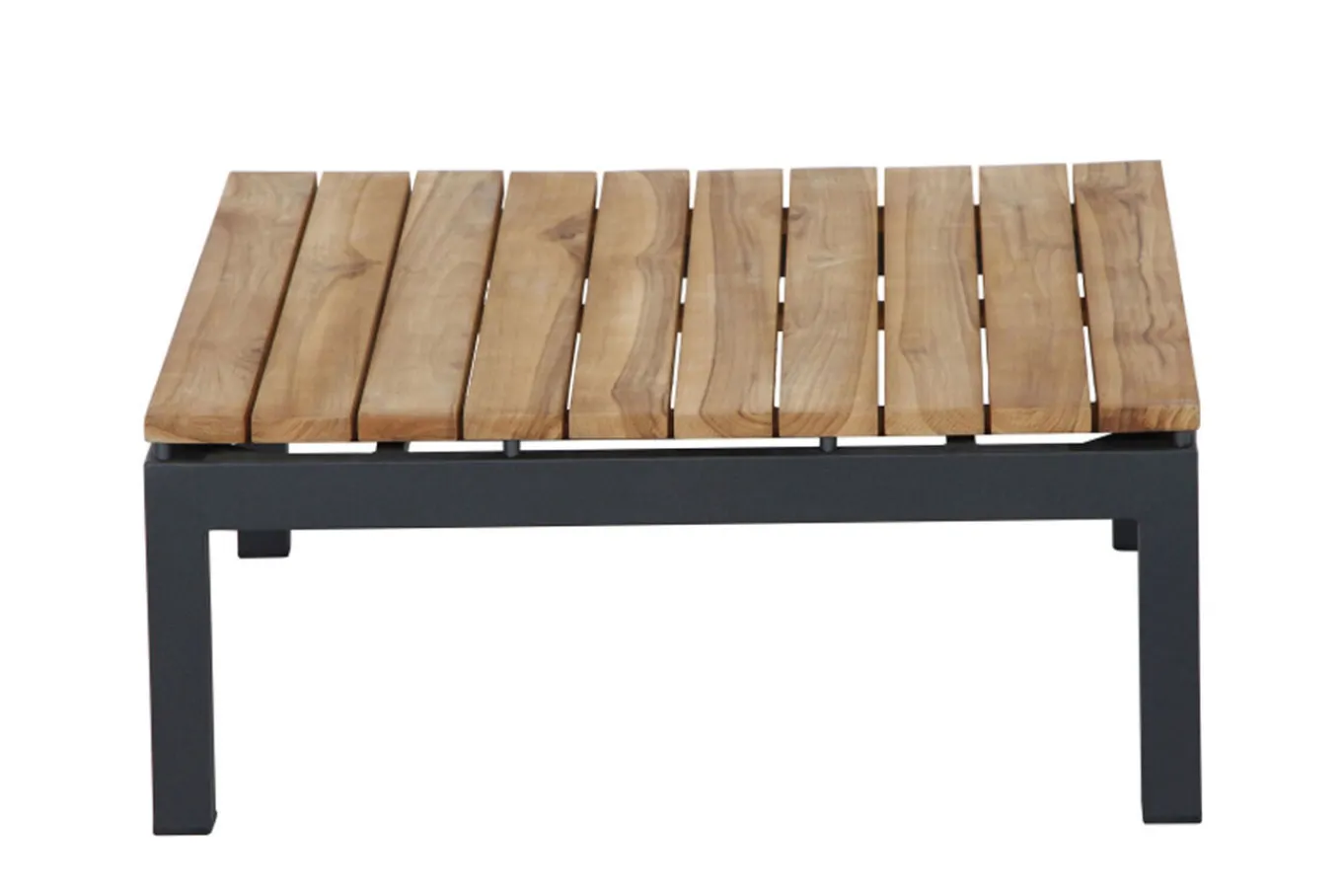 New Alvida Lounge Set, matt anthrazit/grau, Alu/Ranotex®-Gewebe/Teak, Tisch 74x74cm, inkl. Polster Gartenlounge|Aluminium-Gartenmöbel