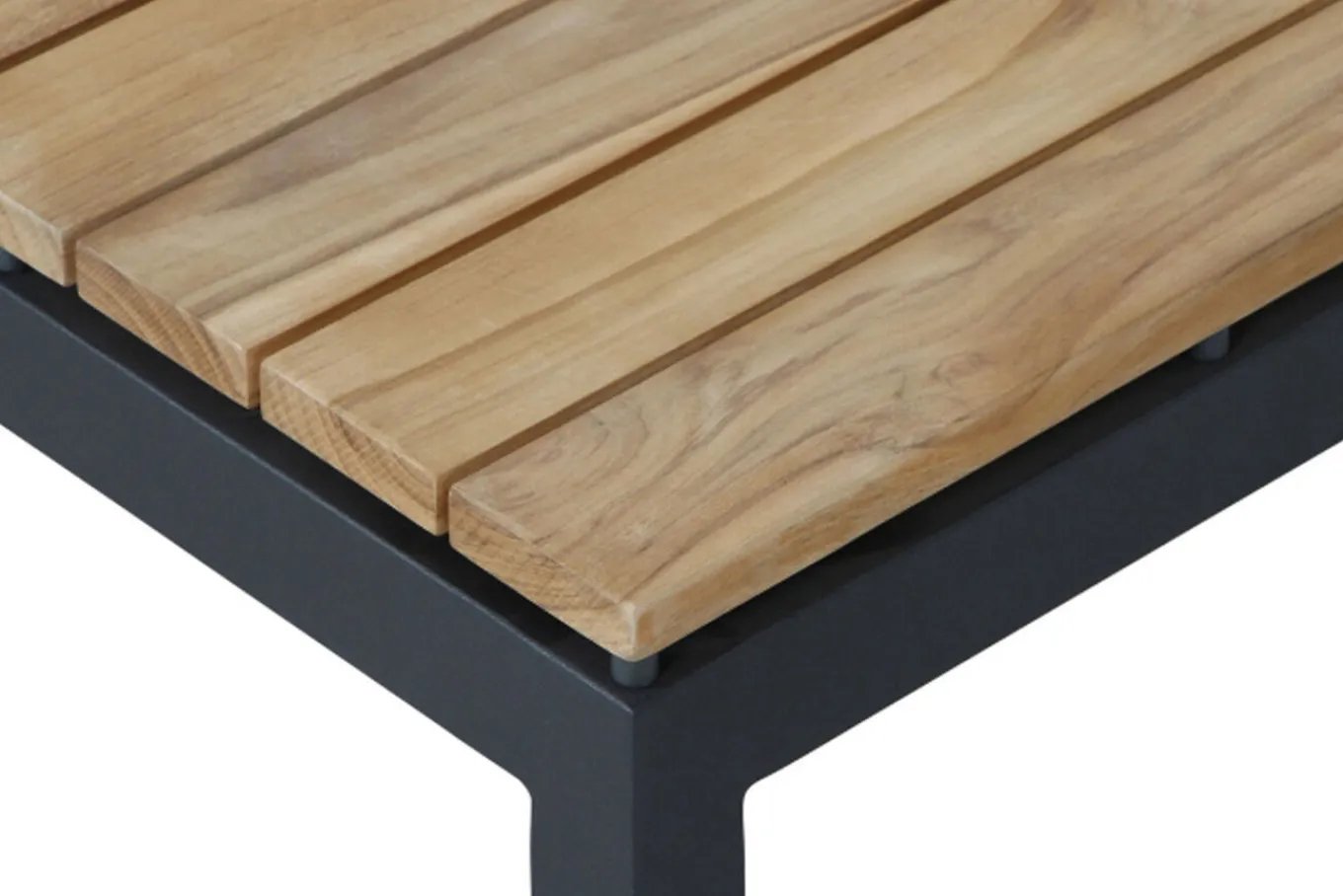 New Alvida Lounge Set, matt anthrazit/grau, Alu/Ranotex®-Gewebe/Teak, Tisch 74x74cm, inkl. Polster Gartenlounge|Aluminium-Gartenmöbel