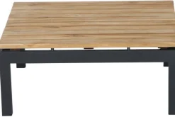 Alvida Loungetisch, anthrazit/natur, Aluminium/Teakholz, 74x74 cm Gartentische|Aluminium-Gartenmöbel