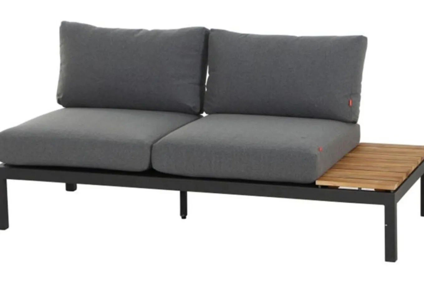 Sale Alvida Zweisitzer links, anthrazit/natur, Aluminium/Ranotex/Teak, 84x175x70 cm, inkl. Polster Gartenlounge|Aluminium-Gartenmöbel
