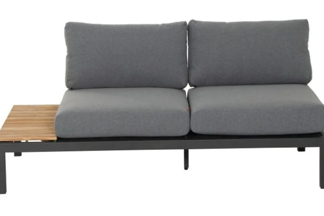 Sale Alvida Zweisitzer rechts, anthrazit/natur, Aluminium/Ranotex/Teak, 84x175x70 cm, inkl. Polster Gartenlounge|Aluminium-Gartenmöbel
