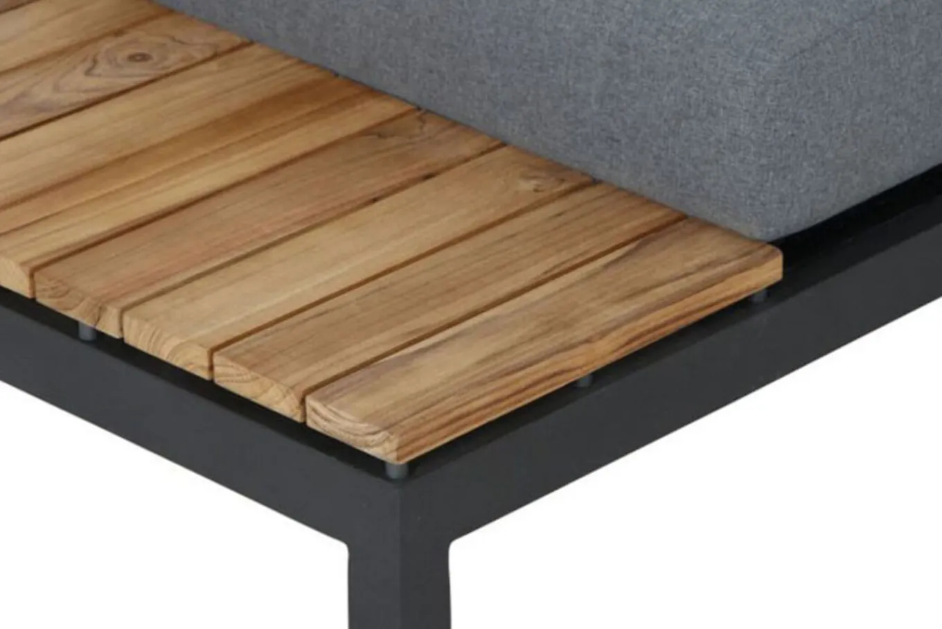 Sale Alvida Zweisitzer rechts, anthrazit/natur, Aluminium/Ranotex/Teak, 84x175x70 cm, inkl. Polster Gartenlounge|Aluminium-Gartenmöbel