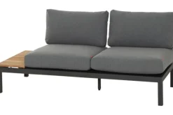 Sale Alvida Zweisitzer rechts, anthrazit/natur, Aluminium/Ranotex/Teak, 84x175x70 cm, inkl. Polster Gartenlounge|Aluminium-Gartenmöbel