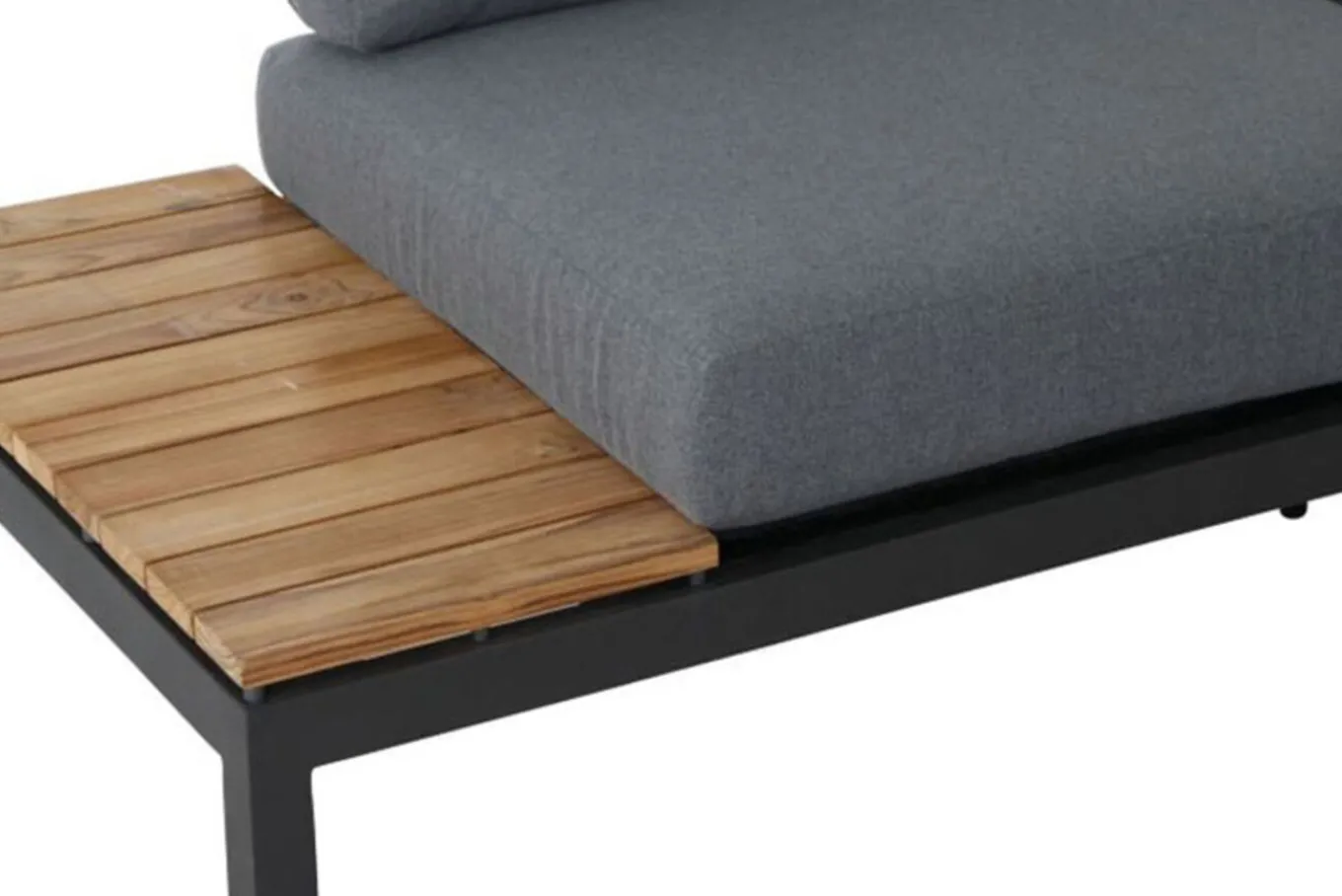 Sale Alvida Zweisitzer rechts, anthrazit/natur, Aluminium/Ranotex/Teak, 84x175x70 cm, inkl. Polster Gartenlounge|Aluminium-Gartenmöbel