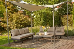 Clearance Avenia Dining-Bank/Liege, anthrazit/taupe meliert, Aluminium, 73x195x70 cm, inkl. Sitz-und Rückenkissen Aluminium-Gartenmöbel|Gartenbänke & Gartensofas