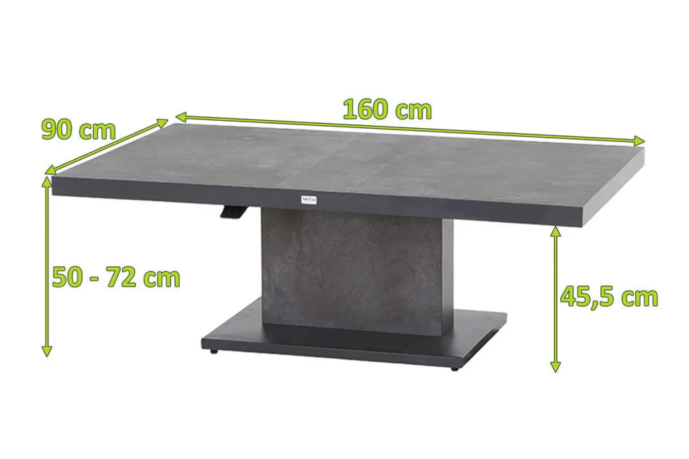 Online Bellani Lifttisch, matt anthrazit/dunkelgrau, Alu/Keramik, 160 x 90 cm, höhenverstellbar Gartentische|Aluminium-Gartenmöbel