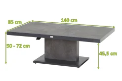 New Bellani Lifttisch, matt anthrazit/dunkelgrau, Alu/Keramik, 140 x 85 cm, höhenverstellbar Gartentische|Aluminium-Gartenmöbel