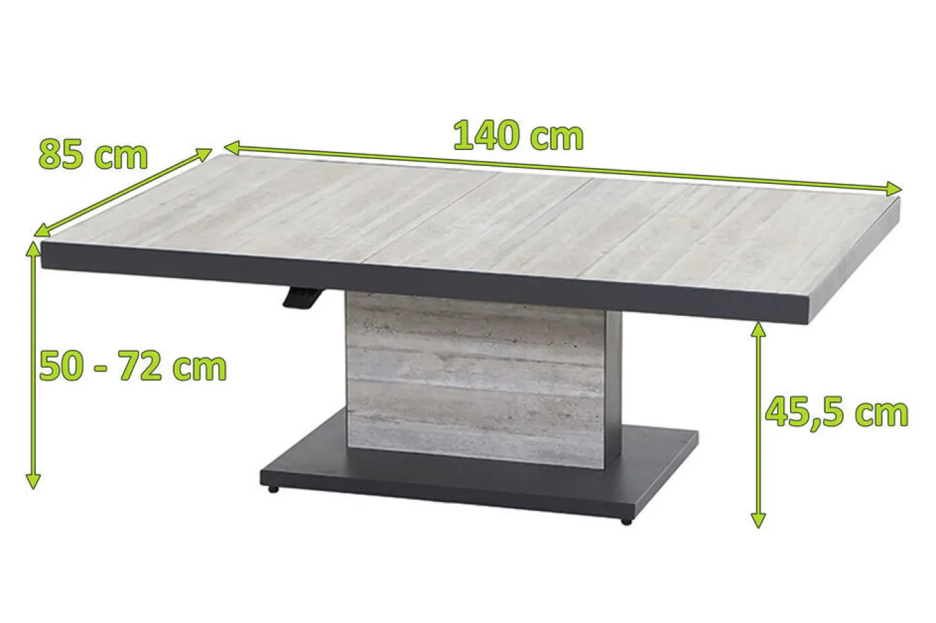 Sale Bellani Lifttisch, matt anthrazit/pine grey, Alu/Keramik, 140 x 85 cm, höhenverstellbar Gartentische|Aluminium-Gartenmöbel