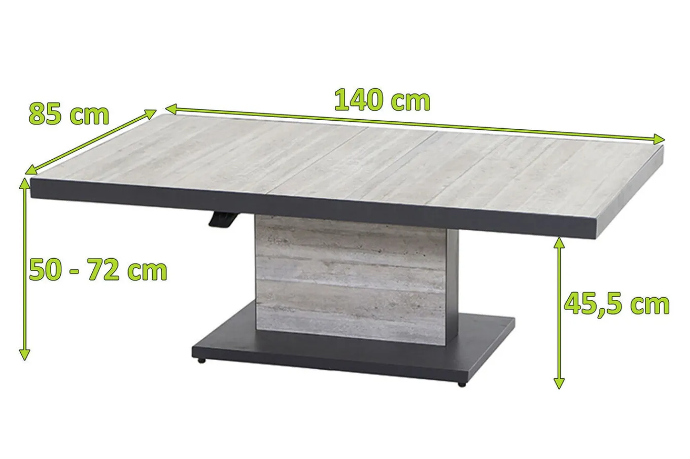 Sale Bellani Lifttisch, matt anthrazit/pine grey, Alu/Keramik, 140 x 85 cm, höhenverstellbar Gartentische|Aluminium-Gartenmöbel