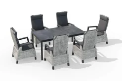 Online Carlos/Corido Garten-Essgruppe, anthrazit, Alu/Geflecht/Keramik, Esstisch 180 x 100 cm, inkl. 6 Dining Sessel Garten-Essgruppen
