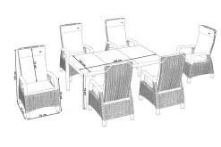 Hot Carlos/Corido Garten-Essgruppe, charcoal grey, Alu/Gardino®-Geflecht/Keramik, 180 x 100 cm, inkl. 6 Dining Sessel Garten-Essgruppen