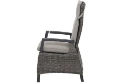 New Corido/Bellani Grau Gartenlounge, charcoal/anthrazit/grau, Alu/Gardino®-Geflecht, Lifttisch 160x90 cm, 6 Dining Move Sessel Polyrattan-Gartenmöbel|Gartenlounge