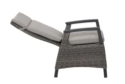 New Corido/Bellani Grau Gartenlounge, charcoal/anthrazit/grau, Alu/Gardino®-Geflecht, Lifttisch 160x90 cm, 6 Dining Move Sessel Polyrattan-Gartenmöbel|Gartenlounge