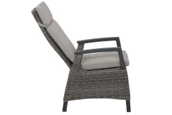 New Corido/Bellani Grau Gartenlounge, charcoal/anthrazit/grau, Alu/Gardino®-Geflecht, Lifttisch 160x90 cm, 6 Dining Move Sessel Polyrattan-Gartenmöbel|Gartenlounge