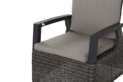 New Corido/Bellani Grau Gartenlounge, charcoal/anthrazit/grau, Alu/Gardino®-Geflecht, Lifttisch 160x90 cm, 6 Dining Move Sessel Polyrattan-Gartenmöbel|Gartenlounge