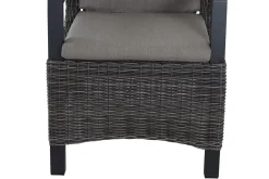New Corido/Bellani Grau Gartenlounge, charcoal/anthrazit/grau, Alu/Gardino®-Geflecht, Lifttisch 160x90 cm, 6 Dining Move Sessel Polyrattan-Gartenmöbel|Gartenlounge