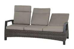 Outlet Corido/Bellani Grau Gartenlounge, charcoal/anthrazit/grau, Alu/Gardino®-Geflecht, Lifttisch 160x90cm, 1x 3-Sitzer, 2x Relaxessel Polyrattan-Gartenmöbel|Gartenlounge