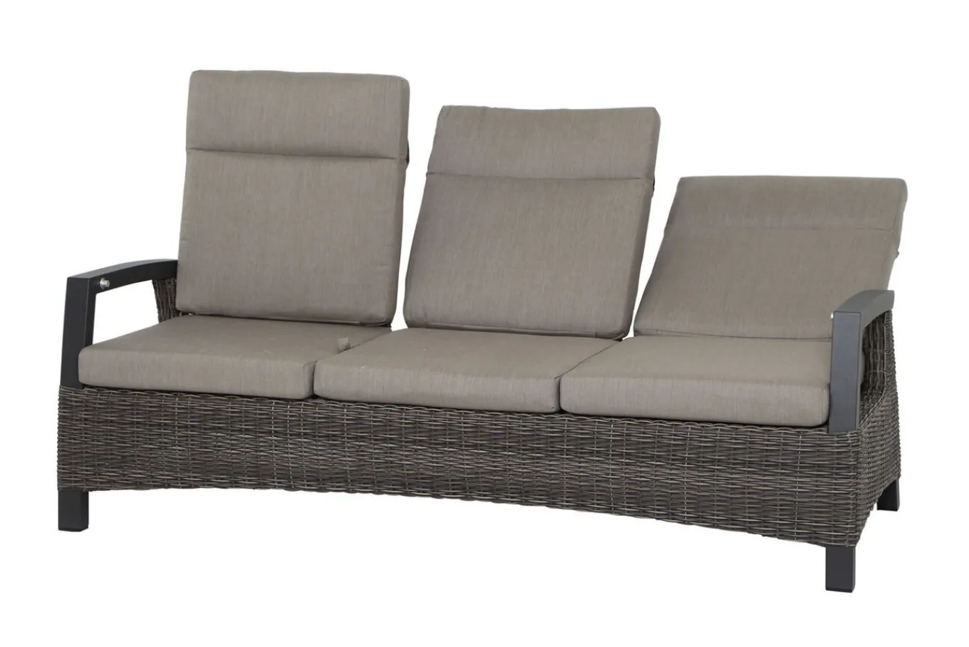 Outlet Corido/Bellani Grau Gartenlounge, charcoal/anthrazit/grau, Alu/Gardino®-Geflecht, Lifttisch 160x90cm, 1x 3-Sitzer, 2x Relaxessel Polyrattan-Gartenmöbel|Gartenlounge