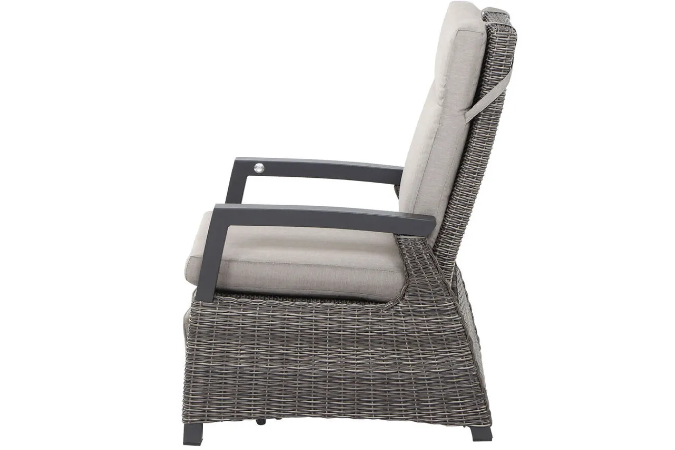 Outlet Corido/Bellani Grau Gartenlounge, charcoal/anthrazit/grau, Alu/Gardino®-Geflecht, Lifttisch 160x90cm, 1x 3-Sitzer, 2x Relaxessel Polyrattan-Gartenmöbel|Gartenlounge