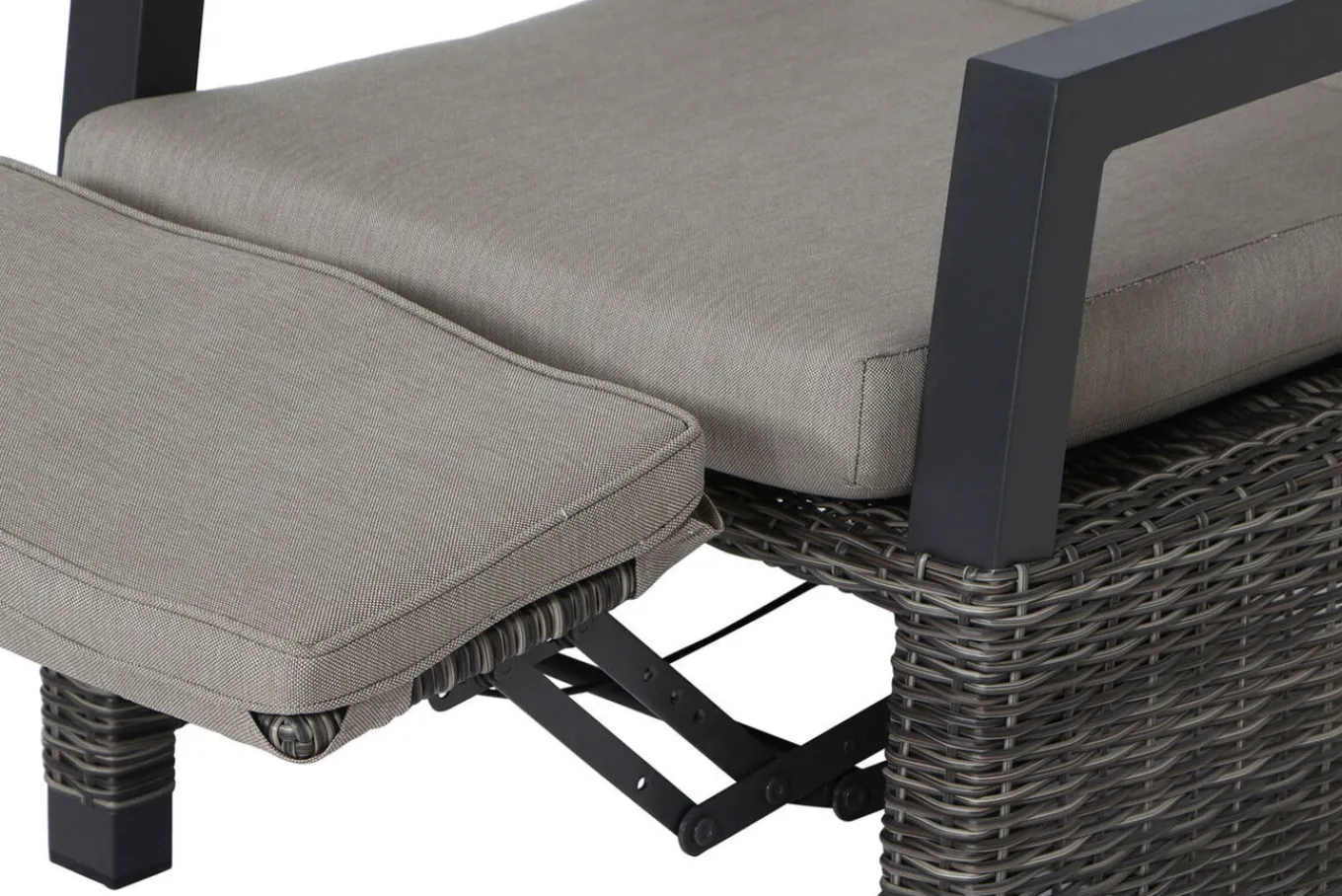 Clearance Corido/Bellani Grau Gartenlounge, charcoal/anthrazit/grau, Alu/Gardino®-Geflecht, Lifttisch 140x85 cm, 4 Relaxsessel Polyrattan-Gartenmöbel|Gartenlounge
