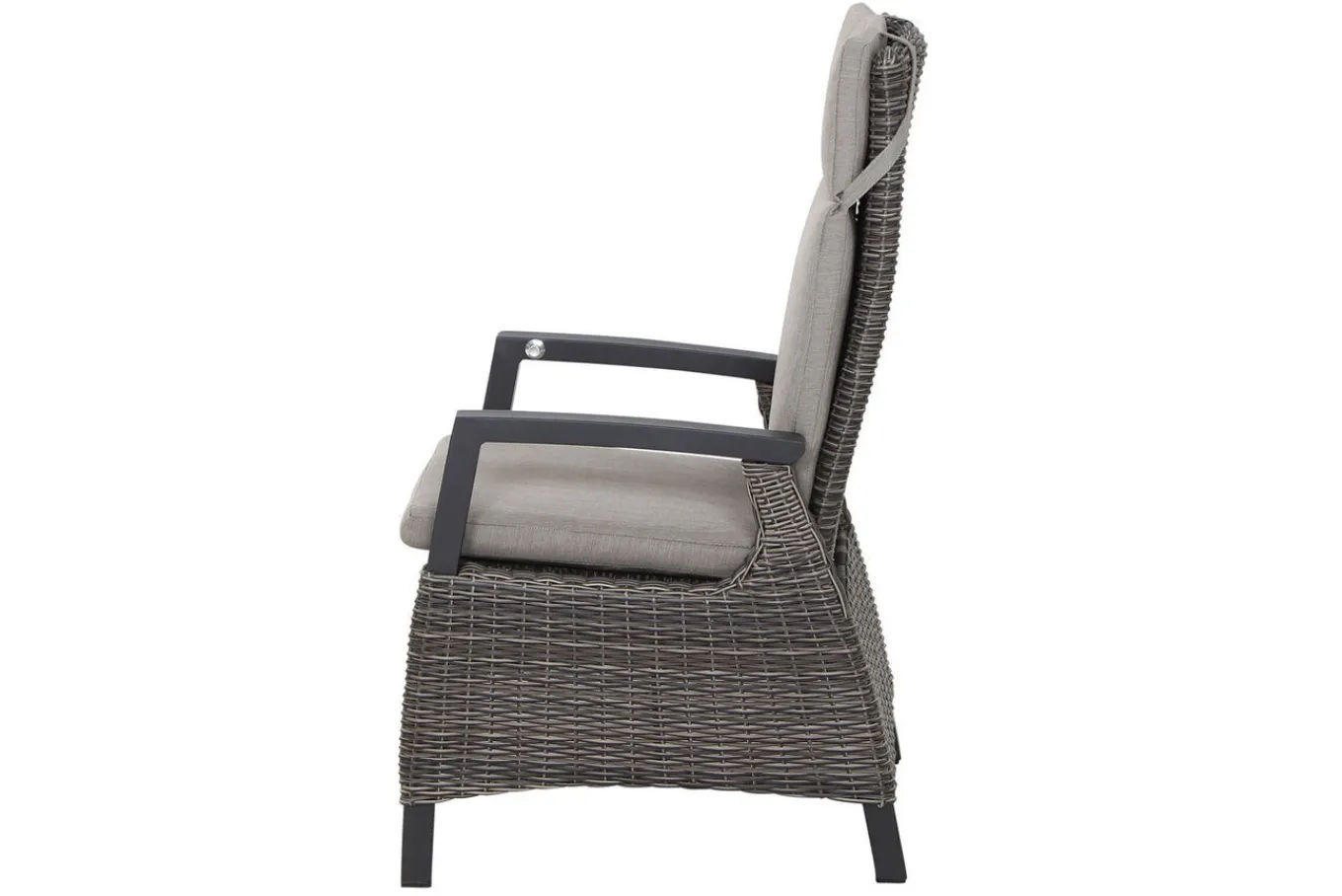 Clearance Corido/Bellani Grau Gartenlounge, charcoal/anthrazit/grau, Alu/Gardino®-Geflecht, Lifttisch 140x85 cm, 4 Dining Move Sessel Polyrattan-Gartenmöbel|Gartenlounge