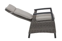 Clearance Corido/Bellani Grau Gartenlounge, charcoal/anthrazit/grau, Alu/Gardino®-Geflecht, Lifttisch 140x85 cm, 4 Dining Move Sessel Polyrattan-Gartenmöbel|Gartenlounge