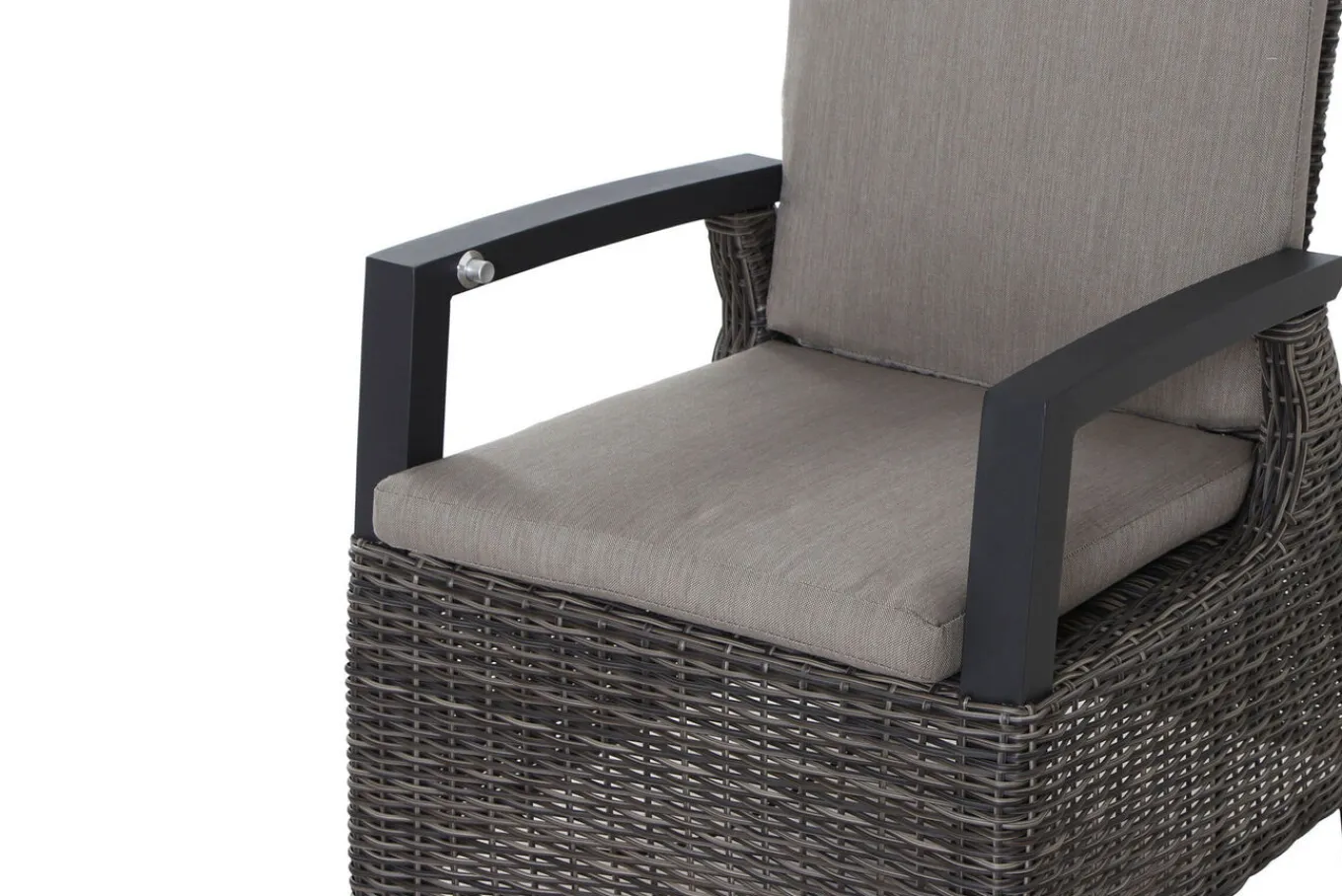 Clearance Corido/Bellani Grau Gartenlounge, charcoal/anthrazit/grau, Alu/Gardino®-Geflecht, Lifttisch 140x85 cm, 4 Dining Move Sessel Polyrattan-Gartenmöbel|Gartenlounge