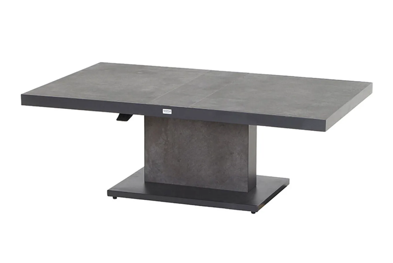 Clearance Corido/Bellani Grau Gartenlounge, charcoal/anthrazit/grau, Alu/Gardino®-Geflecht, Lifttisch 140x85 cm, 4 Loungesessel Gartenlounge