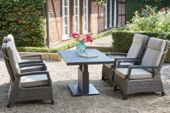 Clearance Corido/Bellani Grau Gartenlounge, charcoal/anthrazit/grau, Alu/Gardino®-Geflecht, Lifttisch 140x85 cm, 4 Loungesessel Gartenlounge