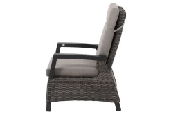 Corido/Bellani Grau Gartenlounge, charcoal/anthrazit/grau, Alu/Gardino®-Geflecht, Lifttisch 160x90cm, 1x 3-Sitzer, 2x Loungesessel Polyrattan-Gartenmöbel|Gartenlounge
