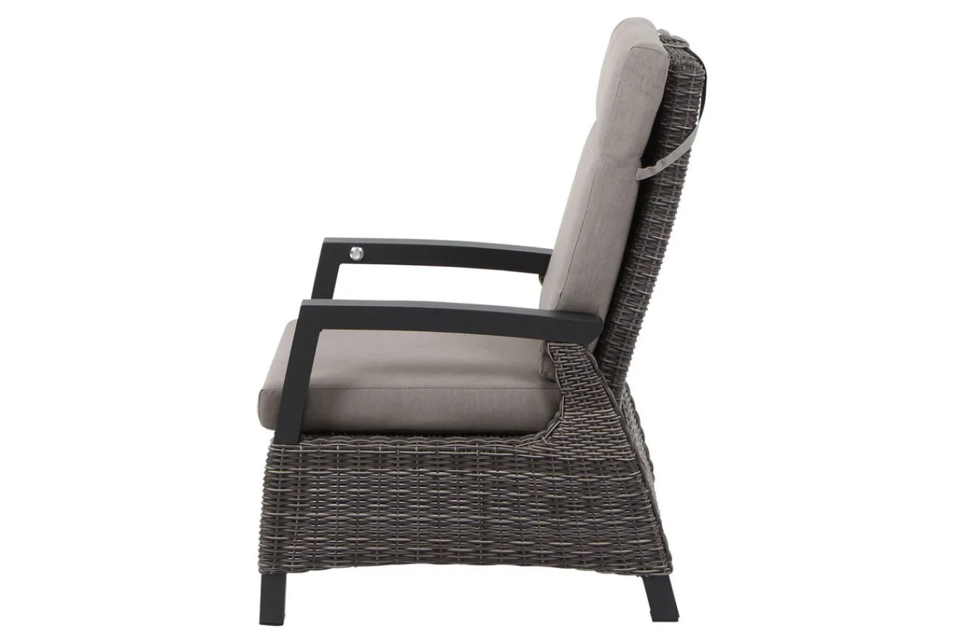 Corido/Bellani Grau Gartenlounge, charcoal/anthrazit/grau, Alu/Gardino®-Geflecht, Lifttisch 160x90cm, 1x 3-Sitzer, 2x Loungesessel Polyrattan-Gartenmöbel|Gartenlounge