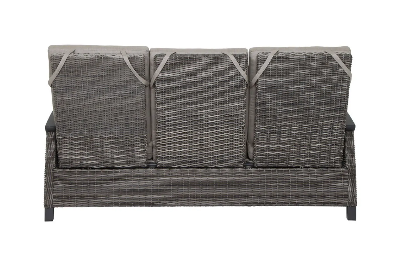 Corido/Bellani Grau Gartenlounge, charcoal/anthrazit/grau, Alu/Gardino®-Geflecht, Lifttisch 160x90cm, 1x 3-Sitzer, 2x Loungesessel Polyrattan-Gartenmöbel|Gartenlounge