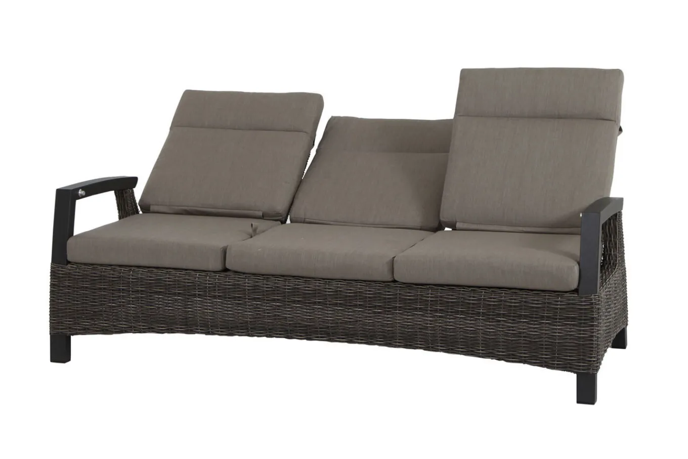 Corido/Bellani Grau Gartenlounge, charcoal/anthrazit/grau, Alu/Gardino®-Geflecht, Lifttisch 160x90cm, 1x 3-Sitzer, 2x Loungesessel Polyrattan-Gartenmöbel|Gartenlounge