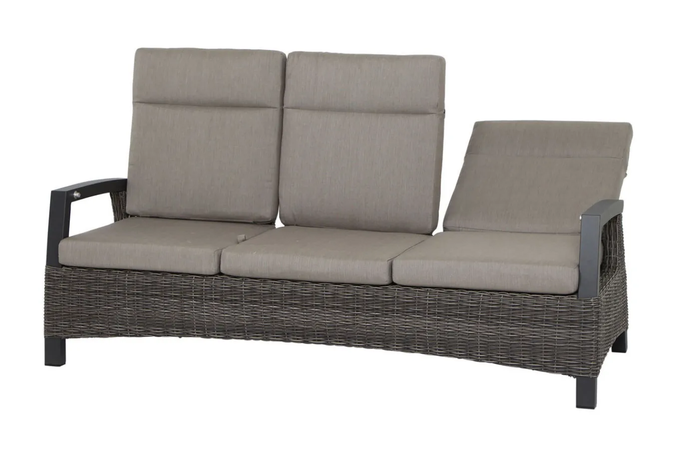 Corido/Bellani Grau Gartenlounge, charcoal/anthrazit/grau, Alu/Gardino®-Geflecht, Lifttisch 160x90cm, 1x 3-Sitzer, 2x Loungesessel Polyrattan-Gartenmöbel|Gartenlounge