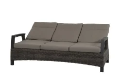Corido/Bellani Grau Gartenlounge, charcoal/anthrazit/grau, Alu/Gardino®-Geflecht, Lifttisch 160x90cm, 1x 3-Sitzer, 2x Loungesessel Polyrattan-Gartenmöbel|Gartenlounge